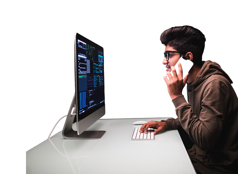 boy working on laptop